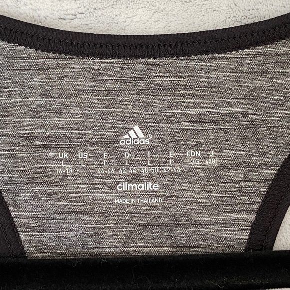 Adidas Climalite Racer Back Tank Top Women's Sz Large Grey Heather Black Trim - Picture 6 of 7